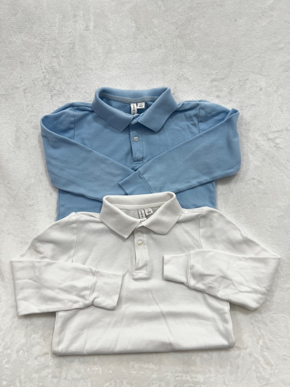 Lot of Two Janie And Jack Polo Pique Long Sleeve Boy Size 6T Cotton Blue/White